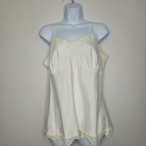 Studio Y cream lace trim crinkle coquette castlecore cami tank y2k cute